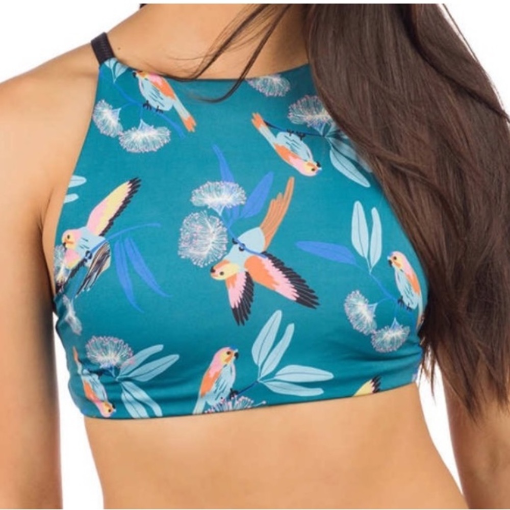 Patagonia Nanogrip Parrots Tasmanian Teal Bikini Top